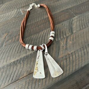 Silver and Brown Pendant Necklace
